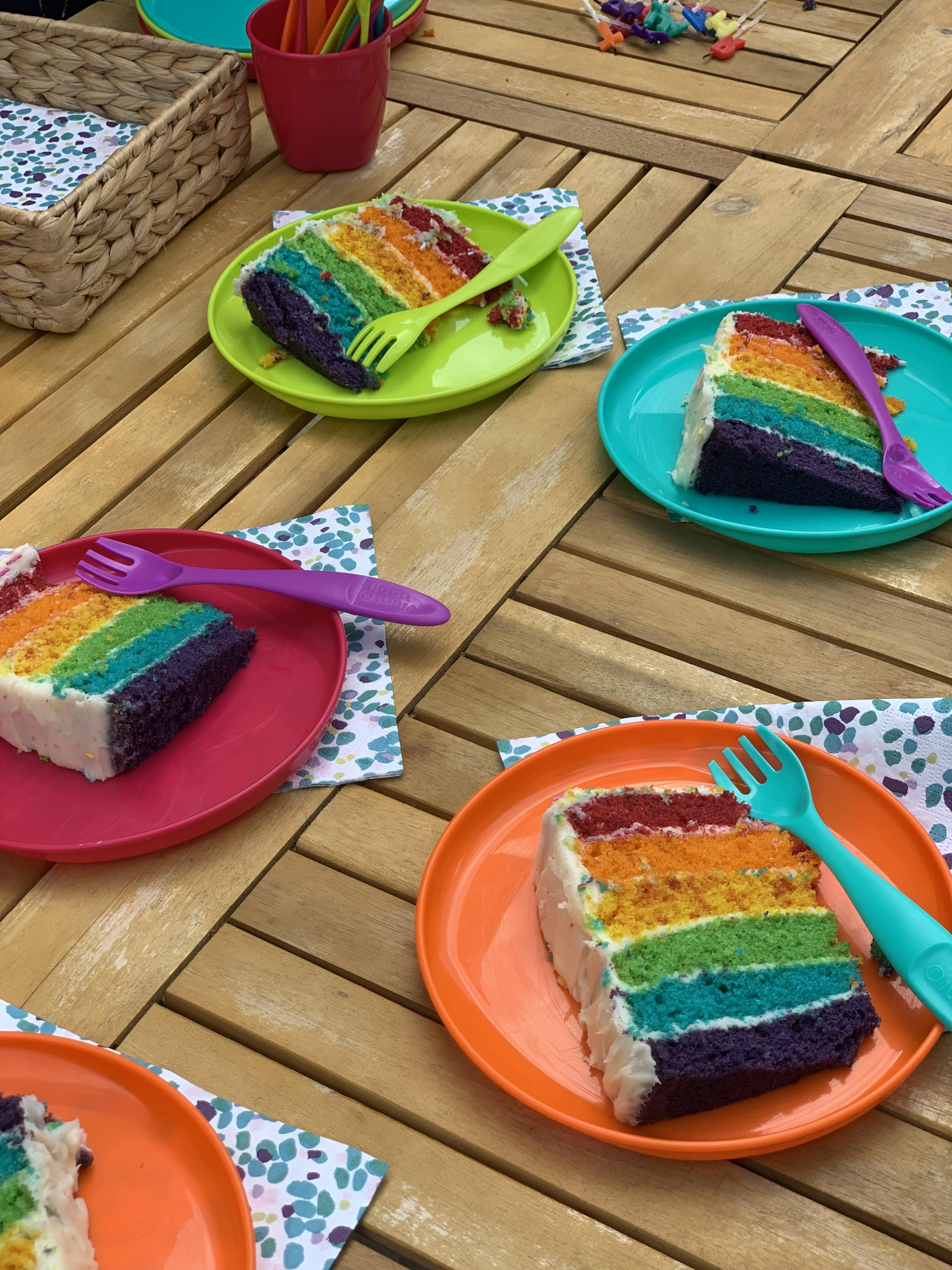 Colourful rainbow cakes